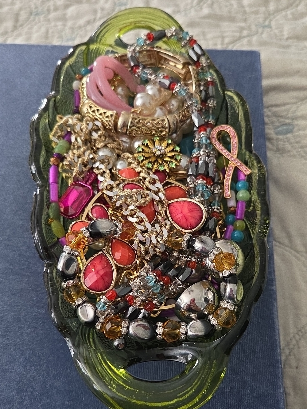 Colorful Mixed Costume Jewelry Lot — Pink, Gold, Turquoise & More